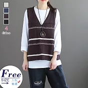 【A.Cheter】韓國必搭顯瘦爆款V領條紋針織背心#104931F咖