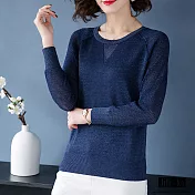 【Jilli~ko】領口V型修飾針織衫 766 FREE藍色