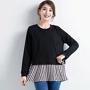 【初色】針織拼接假兩件上衣-黑色-94054(M-2XL可選)M黑色