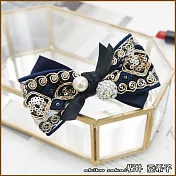 『坂井．亞希子』華麗蕾絲花紋刺繡珍珠水鑽彈簧夾 -藍色