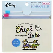 sun-star PVC防水扁平夾鍊袋組 一組2入 迪士尼 奇奇蒂蒂 蜂蜜堅果 白