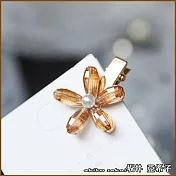 『坂井．亞希子』文藝簡約一朵小花水晶髮夾 -香檳色短版