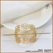 『坂井．亞希子』日系典雅金屬鏤空花朵造型髮簪-金色