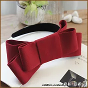 『坂井．亞希子』復古甜美寬蝴蝶結布料髮箍 -紅色