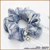 『坂井．亞希子』古典名畫系列色彩碎花雪紡水鑽造型髮圈 -灰藍