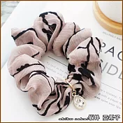 『坂井．亞希子』古典名畫系列色彩碎花雪紡水鑽造型髮圈 -藕粉色