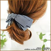 『坂井．亞希子』經典海軍風條紋寬版立體蝴蝶結造型扭扭夾 -藍色