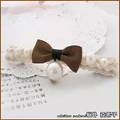『坂井．亞希子』少女蝴蝶結垂墜珍珠造型彈簧夾 -咖啡色