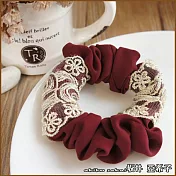 『坂井．亞希子』清新蕾絲花紋刺繡造型髮圈 -紅色