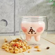 第二代卡娜赫拉的小動物雙層玻璃杯粉紅兔兔-笑咪咪款