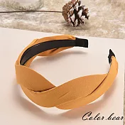 【卡樂熊】韓版簡約寬邊麻花造型髮箍(四色)-芥黃