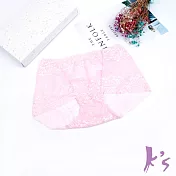 【K’s 凱恩絲】有氧蠶絲粉嫩透花蕾絲包臀三角女內褲M粉色
