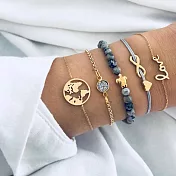 AmaZing 超值!愛心編織英文地圖5件套組手鍊