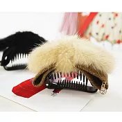 【PinkyPinky Boutique】豪華兔毛 蝴蝶結髮夾/馬尾夾(咖啡色)