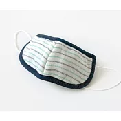 【森商事】日本純棉睡眠透氣保濕不遮鼻口罩 ‧紺青(條紋)