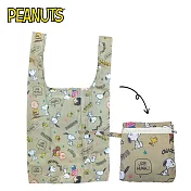 【正版授權】史努比 摺疊購物袋/環保袋/手提袋 Snoopy PEANUTS -褐色款