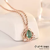 【Sayaka紗彌佳】925純銀小美人魚貝殼造型鑲鑽造型項鍊 -玫瑰金