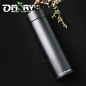 【OMORY】金鑽立體菱格紋不鏽鋼保冷/保溫瓶500ML-黑色