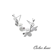 【卡樂熊】樹葉蔓蔓小清新植物元素925純銀耳環-銀色
