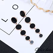 【卡樂熊】韓版氣質簡約冷艷風鈦鋼耳環-黑色