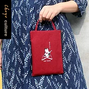 珠友官方獨賣 A6/50K台灣棉布直式手提拉鍊攜書袋/手提袋/收納袋(日誌適用)-01復古紅