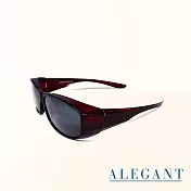 【ALEGANT】優雅勃根地酒紅全罩式寶麗來偏光墨鏡/外掛式UV400太陽眼鏡/包覆套鏡