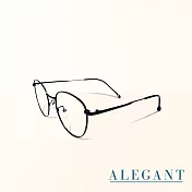 【ALEGANT】質感黑色細框UV400濾藍光眼鏡