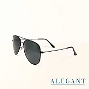 【ALEGANT】飛官造型消光黑雷朋寶麗來偏光墨鏡/UV400太陽眼鏡