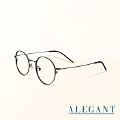 【ALEGANT】日本設計純灰輕量鈦金屬質感圓框UV400濾藍光眼鏡
