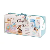 KAMIO 雙拉鍊PU皮革筆袋 收納包 化妝包 迪士尼 奇奇蒂蒂 派對 白藍