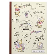 KAMIO 日本製B5膠裝方眼筆記本 5mm 迪士尼 小熊維尼 手繪風 音樂 黃