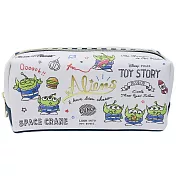 KAMIO 拼接材質金箔壓印雙面拉鍊筆袋 收納包 化妝包 迪士尼 玩具總動員三眼怪 手繪風 藍白