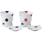 【西海陶器】波佐見燒對杯小皿組125ml ‧ 松竹梅