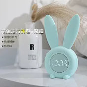 萌兔定時夜燈+鬧鐘 聲控/伴睡燈/溫度/日期 USB充電薄荷綠