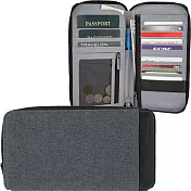 《TRAVELON》皮革拼接拉鍊防護護照夾(岩灰)