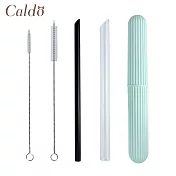 【Caldo卡朵生活】愛地球斜口玻璃吸管5件組黑