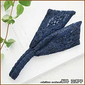 『坂井．亞希子』淑女感布藝蕾絲蝴蝶結造型扭扭夾 -寶藍