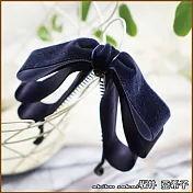 『坂井．亞希子』素色多層次絲絨蝴蝶結馬尾夾 -寶藍