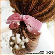 『坂井．亞希子』素色多層次絲絨蝴蝶結馬尾夾 -粉色