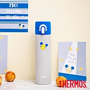 【THERMOS 膳魔師】專鼠小秘密系列 超輕量彈蓋不鏽鋼保溫瓶0.4L(JNI-402MS-GY)灰色