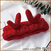 『?井.亞希子』麋鹿角軟綿綿毛絨造型髮帶 -紅色