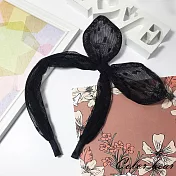 【卡樂熊】蕾絲透紗點點造型髮箍-黑色