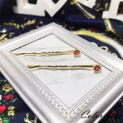 【卡樂熊】簡單紅色小雛菊造型髮夾/一字夾-金色