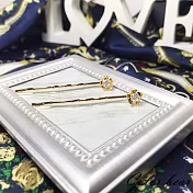 【卡樂熊】簡單水鑽花兒造型髮夾/一字夾-金色