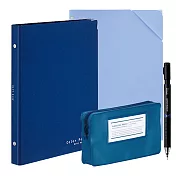 【獨家套組】KOKUYO 質感布面活頁夾套組-海軍藍