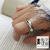 『時空間』極簡實心素色亮面造型戒指 -白金色