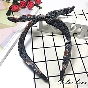 【卡樂熊】日系和風花布造型髮箍(兩色)-深藍