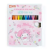 Sanrio 日本製油蠟色鉛筆組 12入 著色筆 繪圖筆 美樂蒂 化妝品 粉