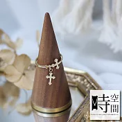 『時空間』愛情信仰雙重十字架垂墜造型(14Kgpゴールド)戒指 -7號