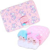 Sanrio 玩偶造型折疊收納式多功能毛毯 冷氣毯 蓋毯 披肩毛毯 抱枕 雙子星 KIKI LALA 牽手 粉